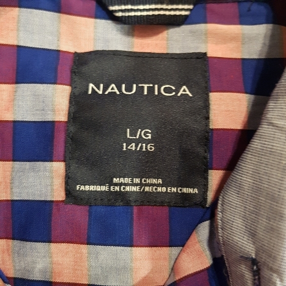 Nautica boys size 14/16 checkered shirt stretch button down NEW - Picture 3 of 7